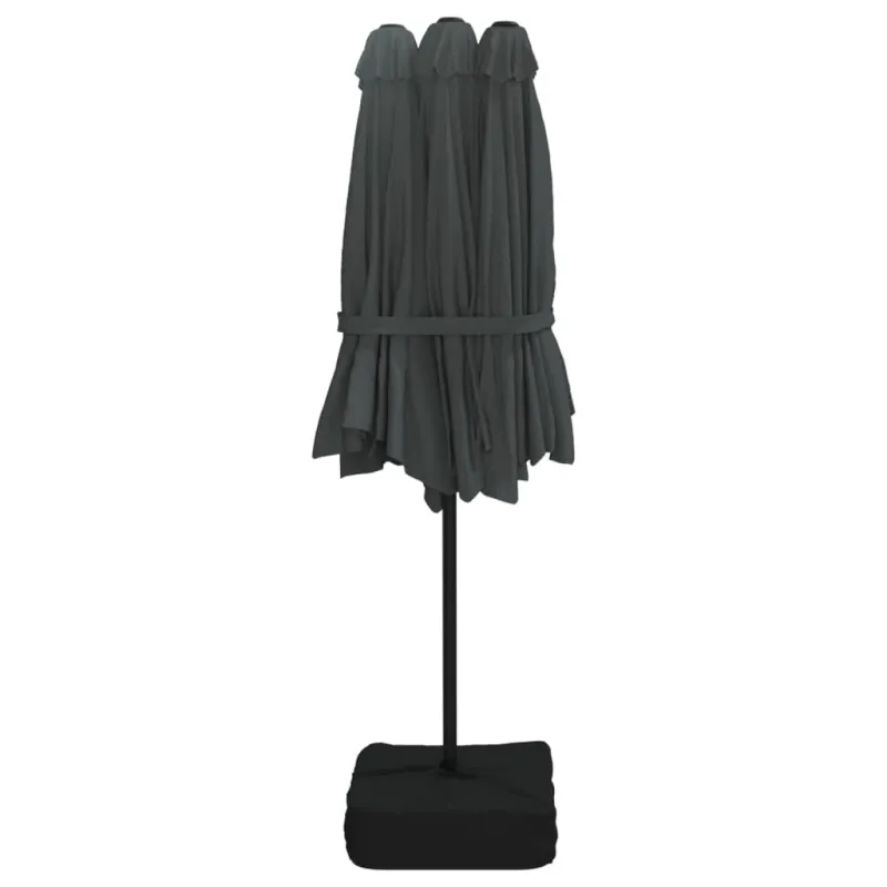 Dvigubas sodo skėtis nuo saulės su LED, antracito, 449x265cm
