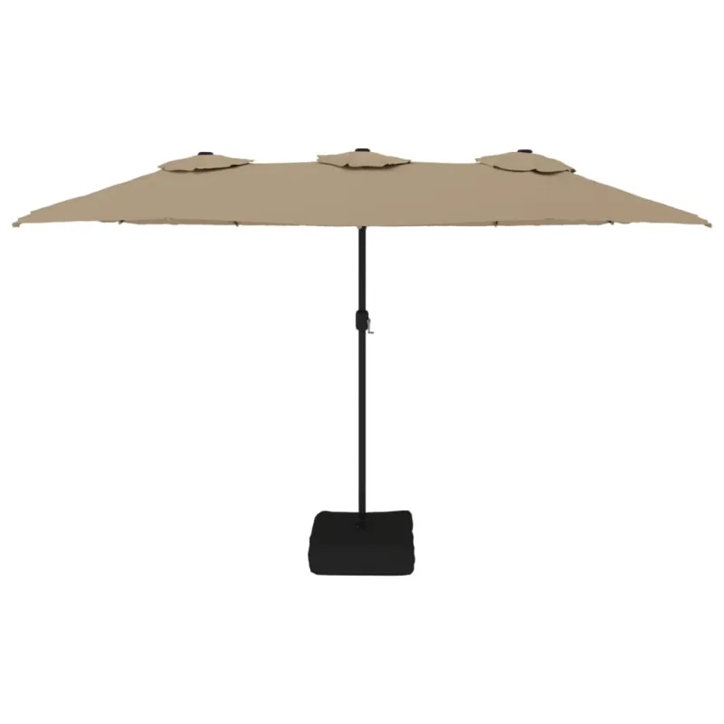 Dvigubas sodo skėtis nuo saulės su LED, taupe, 449x265cm
