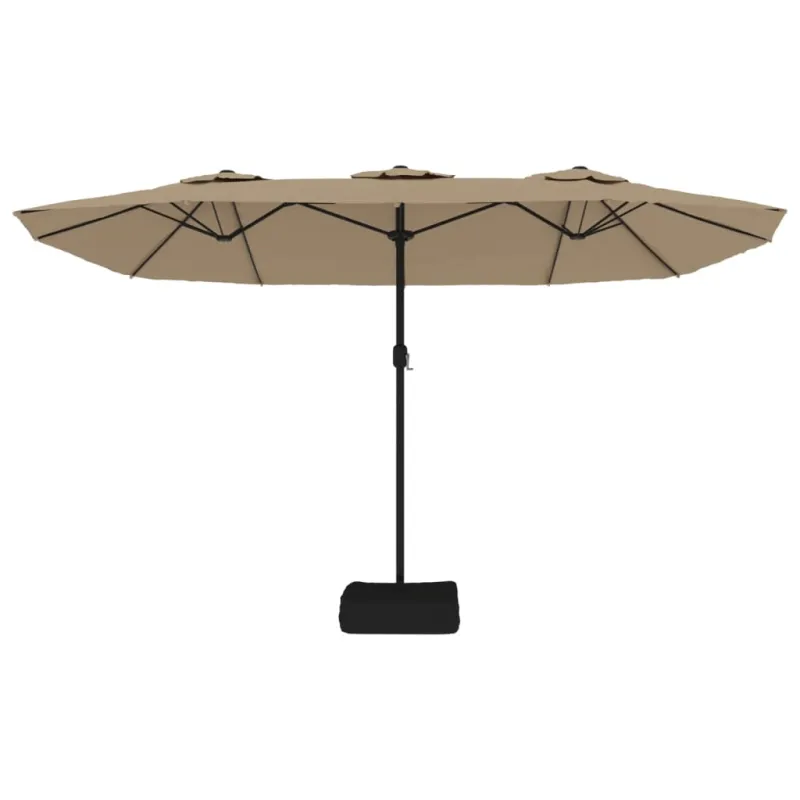 Dvigubas sodo skėtis nuo saulės su LED, taupe, 449x265cm