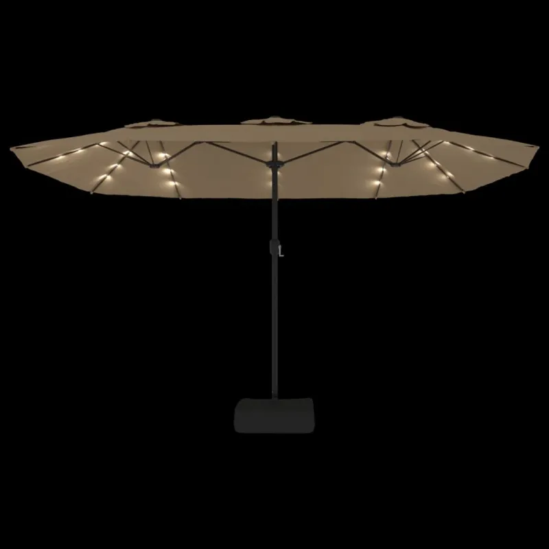 Dvigubas sodo skėtis nuo saulės su LED, taupe, 449x265cm