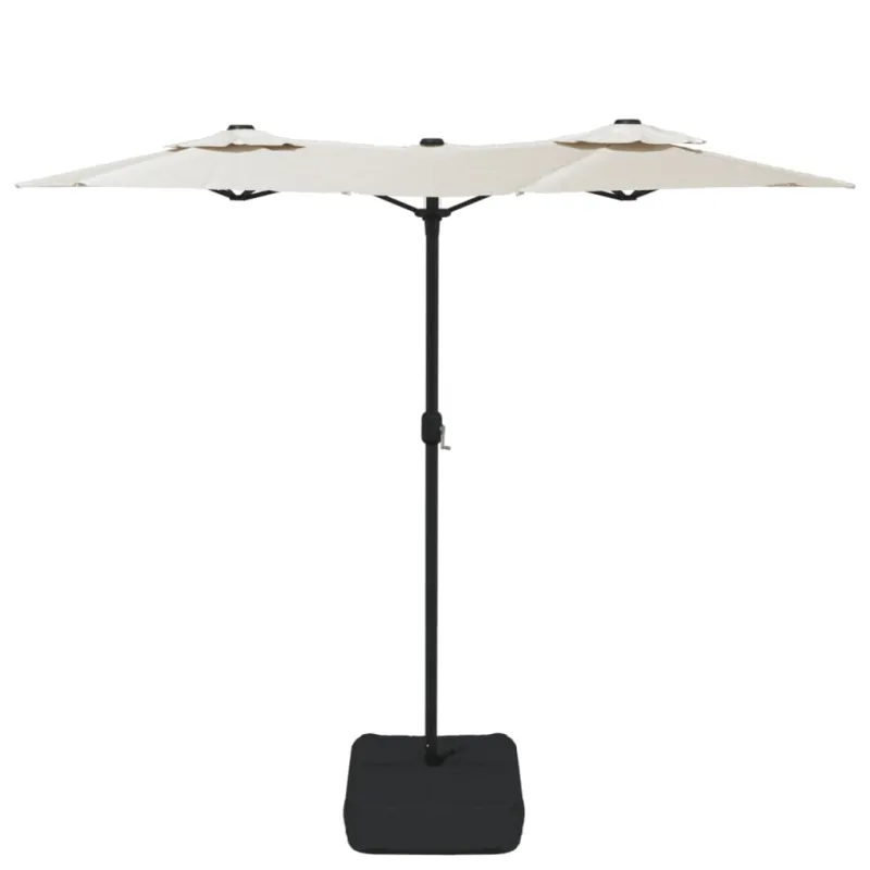 Dvigubas sodo skėtis nuo saulės su LED, smėlio, 316x145cm