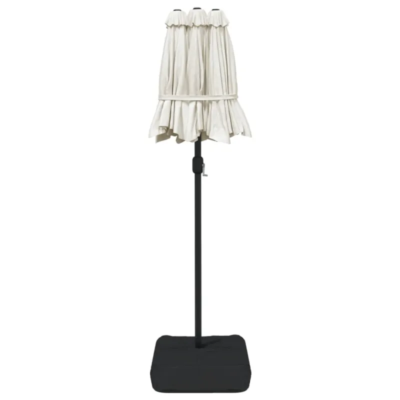 Dvigubas sodo skėtis nuo saulės su LED, smėlio, 316x145cm
