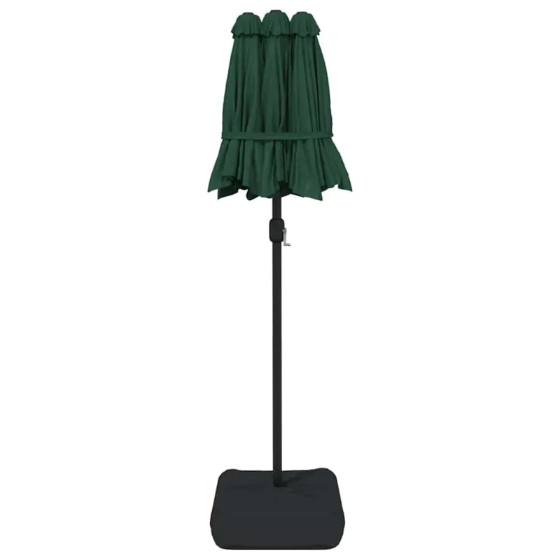 Dvigubas sodo skėtis nuo saulės su LED, žalias, 316x145cm