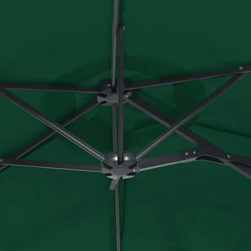 Dvigubas sodo skėtis nuo saulės su LED, žalias, 316x145cm