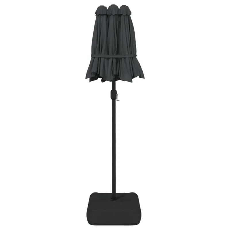 Dvigubas sodo skėtis nuo saulės su LED, antracito, 316x145cm