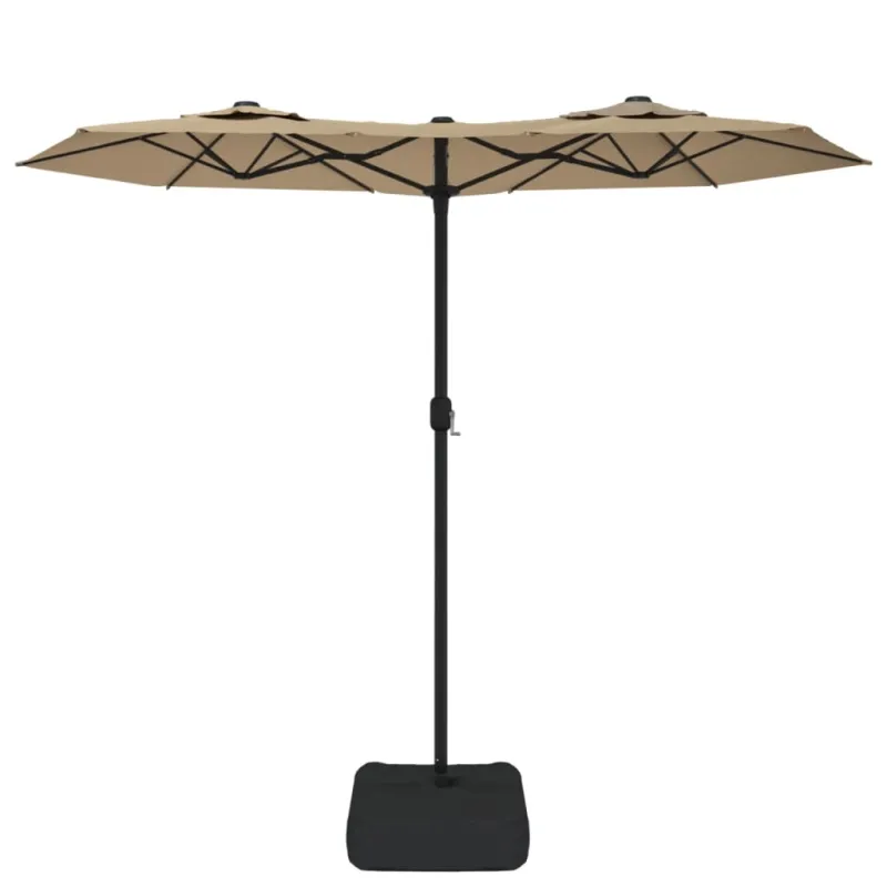 Dvigubas sodo skėtis nuo saulės su LED, taupe, 316x145cm
