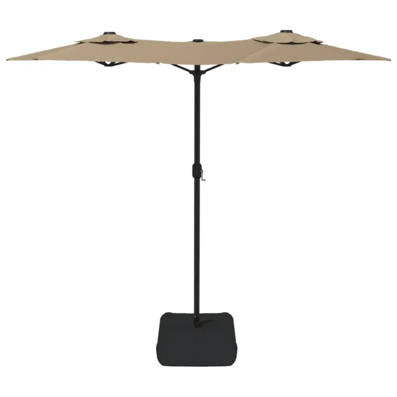 Dvigubas sodo skėtis nuo saulės su LED, taupe, 316x145cm