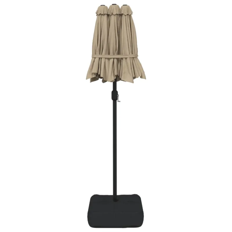Dvigubas sodo skėtis nuo saulės su LED, taupe, 316x145cm