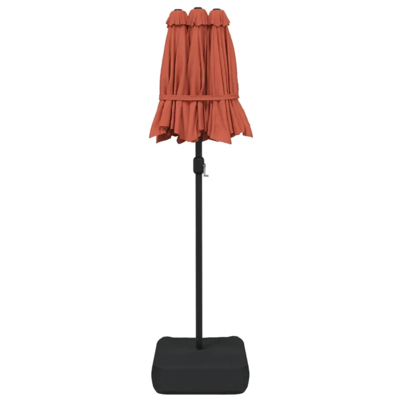 Dvigubas sodo skėtis nuo saulės su LED, terakota, 316x145cm