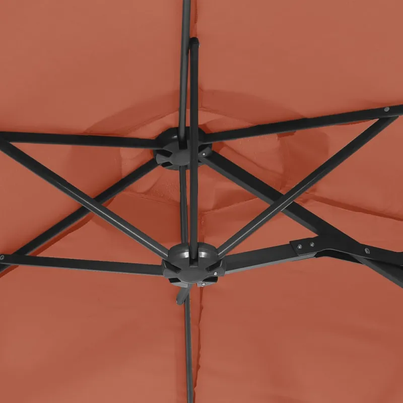 Dvigubas sodo skėtis nuo saulės su LED, terakota, 316x145cm