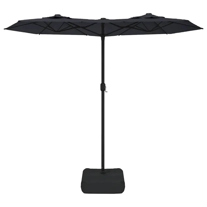 Dvigubas sodo skėtis nuo saulės su LED, juodas, 316x145cm