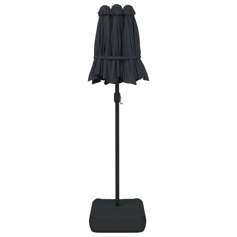 Dvigubas sodo skėtis nuo saulės su LED, juodas, 316x145cm