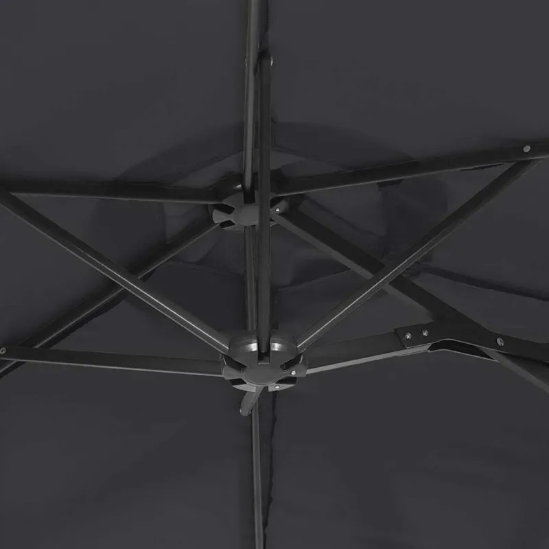 Dvigubas sodo skėtis nuo saulės su LED, juodas, 316x145cm