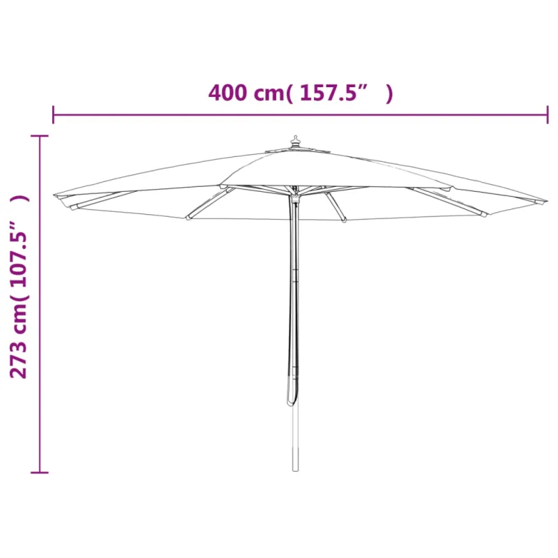 Sodo skėtis su mediniu stulpu, terakota spalvos, 400x273cm