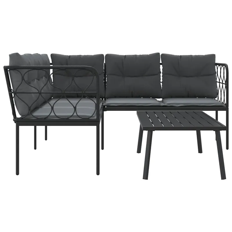 Sodo komplektus ja pagalvėlės, musta, teräs/tekstiilinen