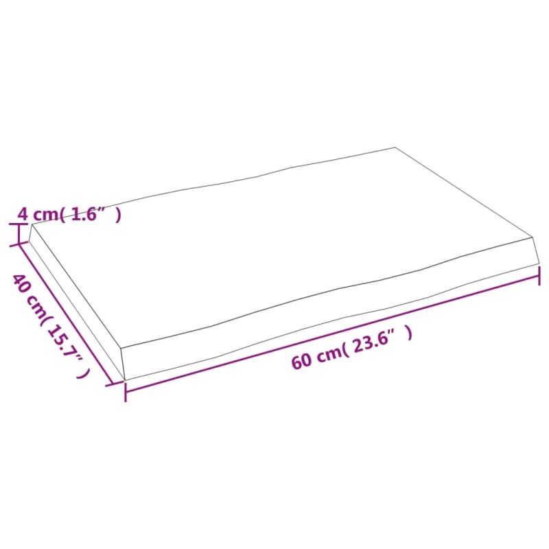 Stalviršis, 60x40x(2-4) cm, medienos masyvas, su gyvu kraštu