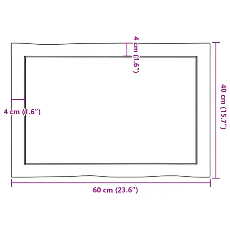 Stalviršis, 60x40x(2-4) cm, medienos masyvas, su gyvu kraštu