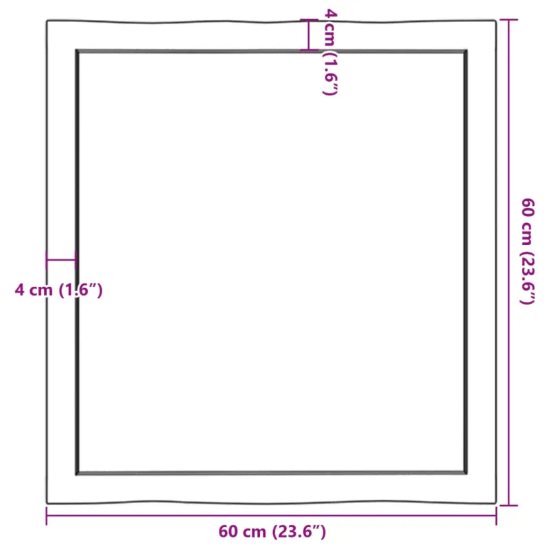 Stalviršis, 60x60x(2-6) cm, medienos masyvas, su gyvu kraštu