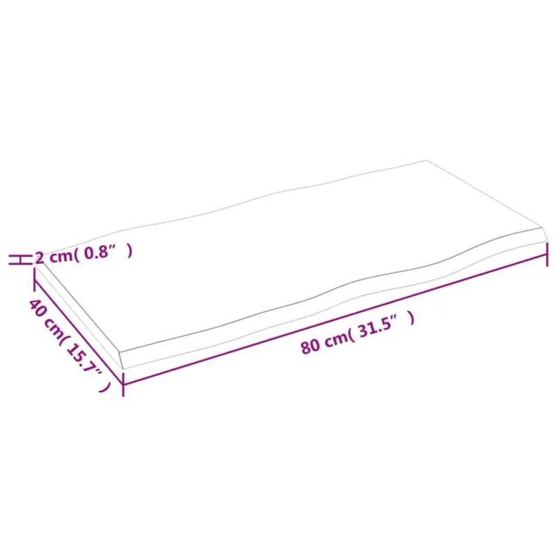Stalviršis, 80x40x2cm, ąžuolo medienos masyvas, su gyvu kraštu
