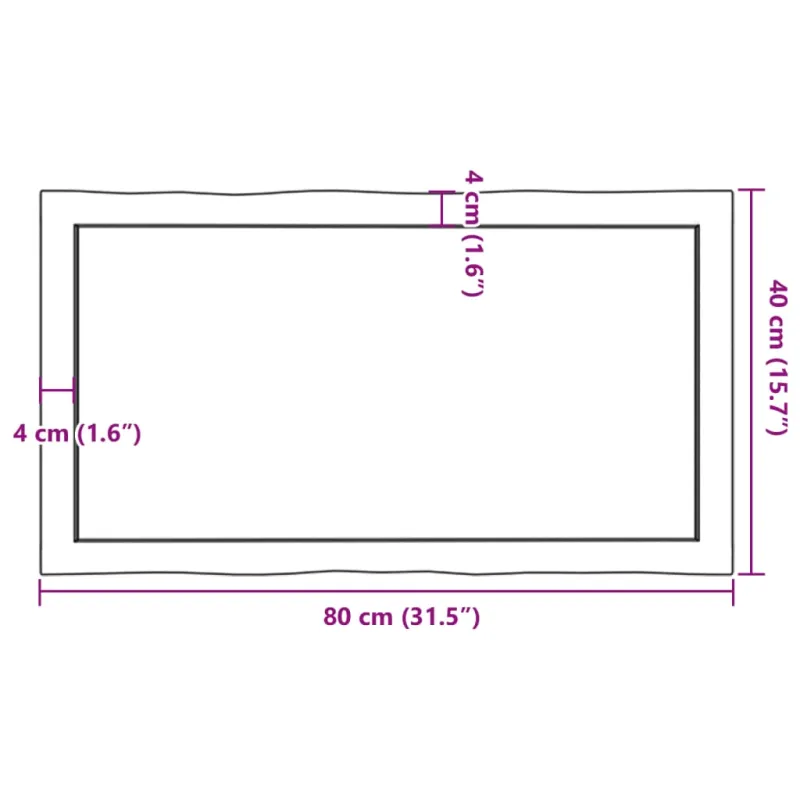 Stalviršis, 80x40x(2-4) cm, medienos masyvas, su gyvu kraštu