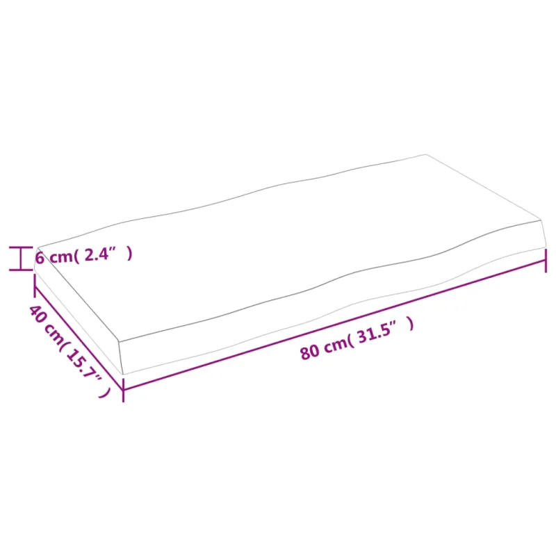 Stalviršis, 80x40x(2-6) cm, medienos masyvas, su gyvu kraštu