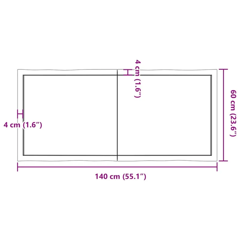 Stalviršis, 140x60x(2-6) cm, medienos masyvas, su gyvu kraštu