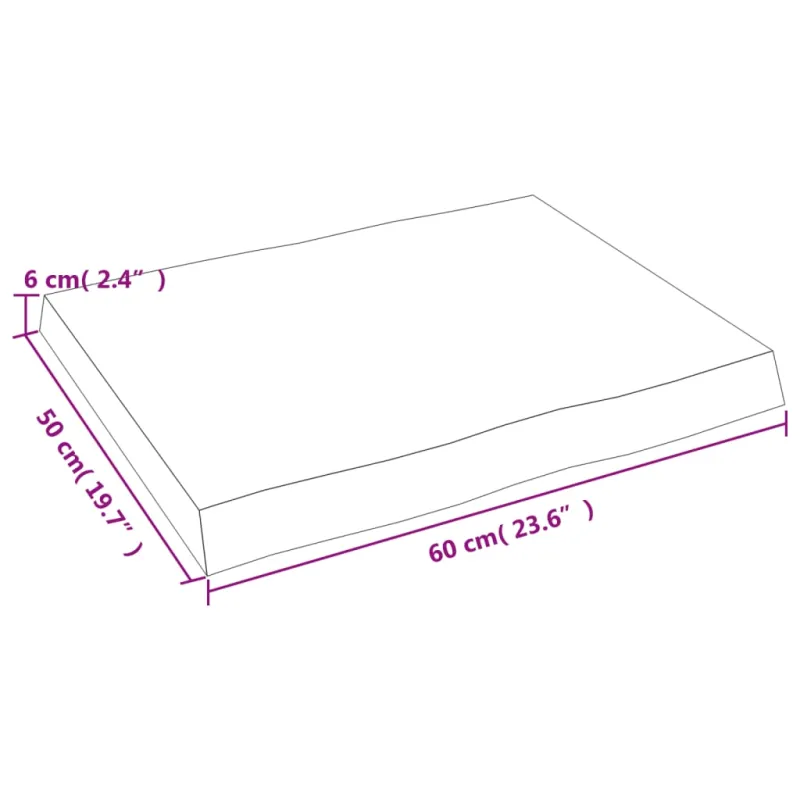 Stalviršis, tamsiai ruda, 60x50x(2–6)cm, medienos masyvas