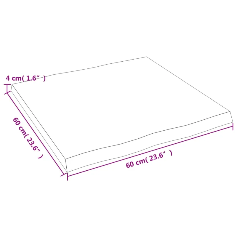 Stalviršis, tamsiai ruda, 60x60x(2-4) cm, medienos masyvas