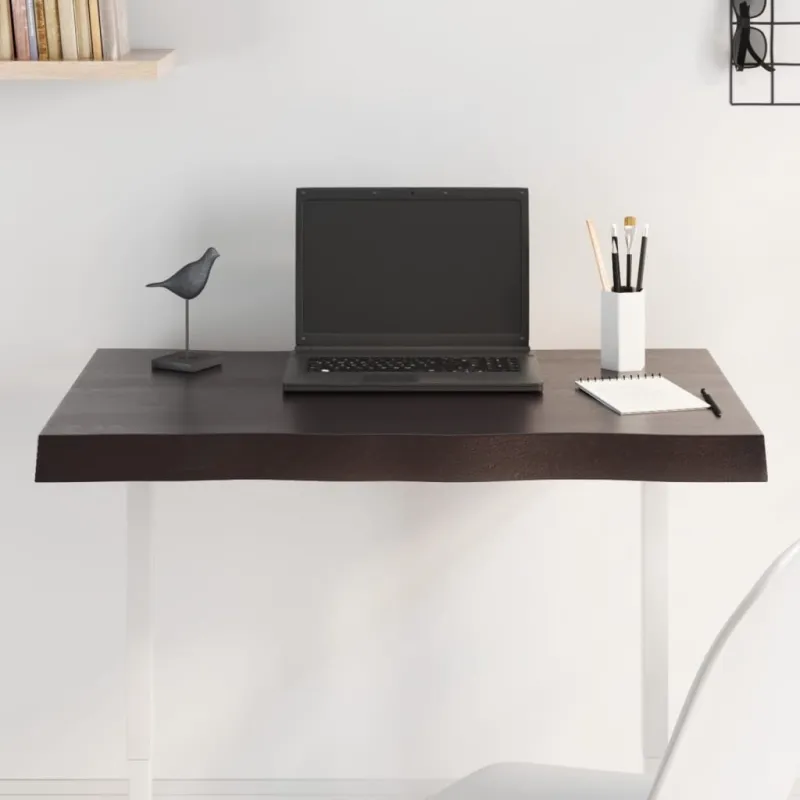 Stalviršis, tamsiai ruda, 80x50x(2-6) cm, medienos masyvas