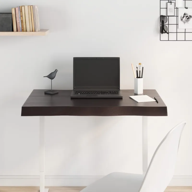 Stalviršis, tamsiai ruda, 80x50x(2-6) cm, medienos masyvas
