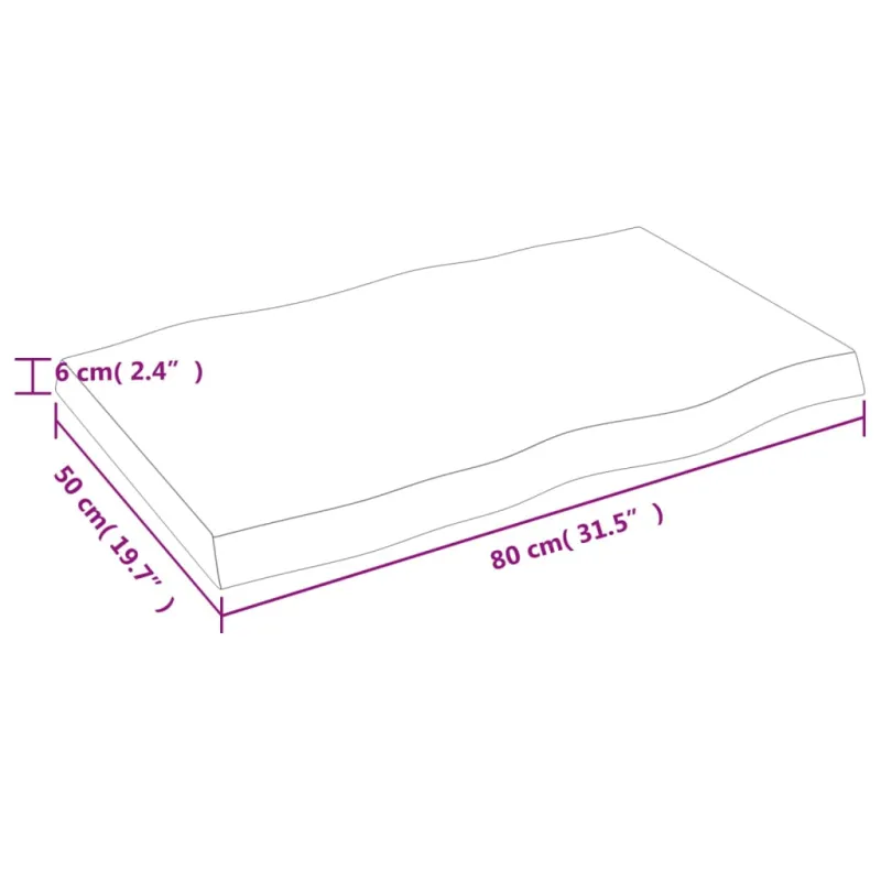 Stalviršis, tamsiai ruda, 80x50x(2-6) cm, medienos masyvas