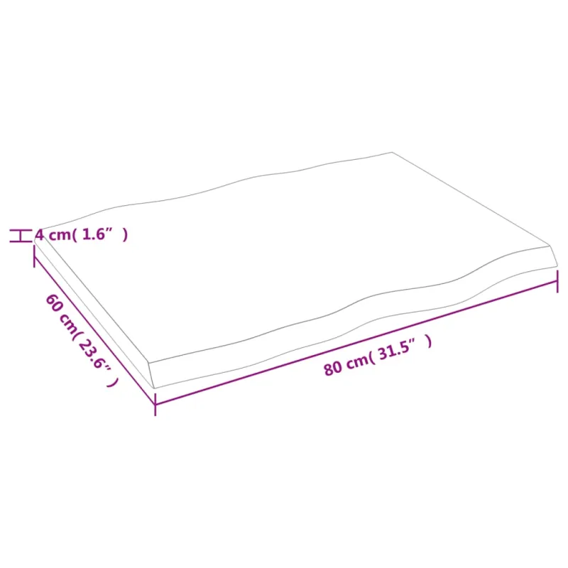 Stalviršis, tamsiai ruda, 80x60x(2-4) cm, medienos masyvas