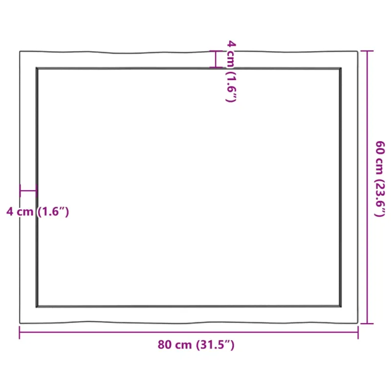 Stalviršis, tamsiai ruda, 80x60x(2-4) cm, medienos masyvas