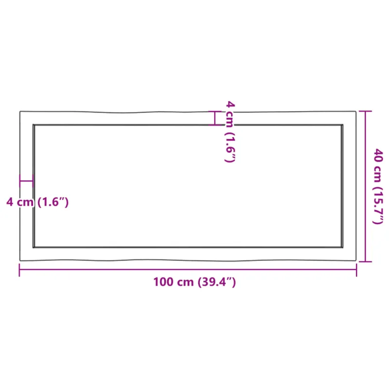 Stalviršis, tamsiai ruda, 100x40x(2-6) cm, medienos masyvas