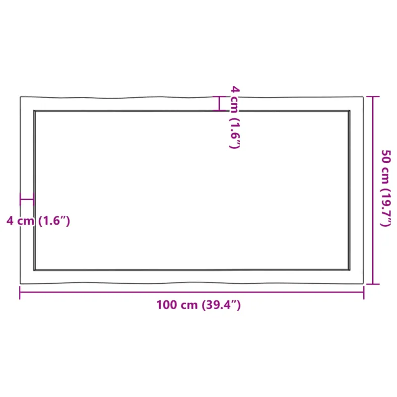 Stalviršis, tamsiai ruda, 100x50x(2-4) cm, medienos masyvas