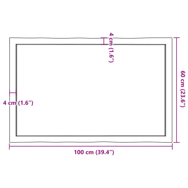Stalviršis, tamsiai ruda, 100x60x(2-6) cm, medienos masyvas