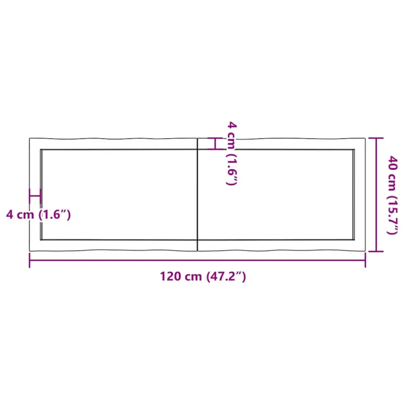 Stalviršis, tamsiai ruda, 120x40x(2-4) cm, medienos masyvas