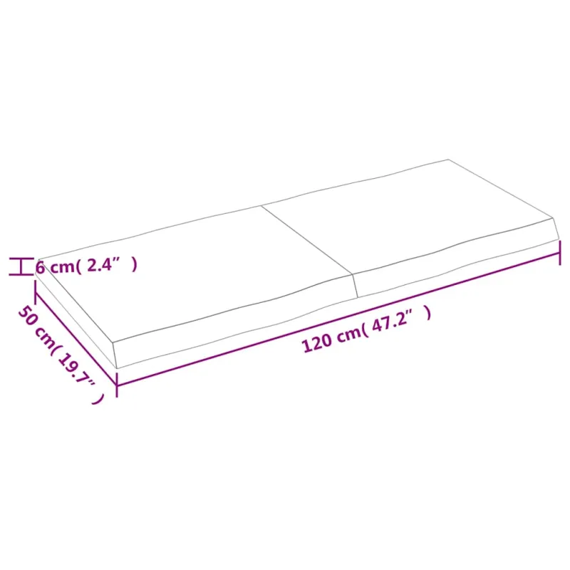 Stalviršis, tamsiai ruda, 120x50x(2-6) cm, medienos masyvas
