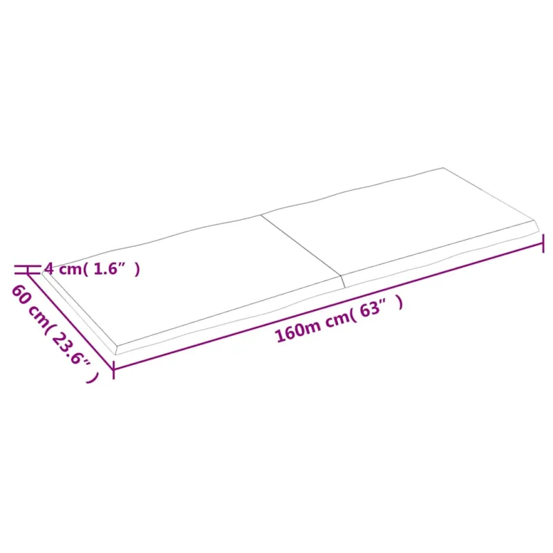 Stalviršis, tamsiai ruda, 160x60x(2-4) cm, medienos masyvas