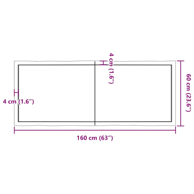 Stalviršis, tamsiai ruda, 160x60x(2-4) cm, medienos masyvas