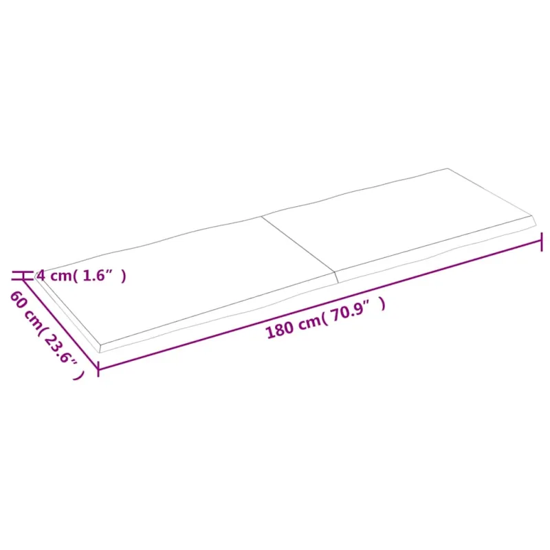 Stalviršis, tamsiai ruda, 180x60x(2-4) cm, medienos masyvas