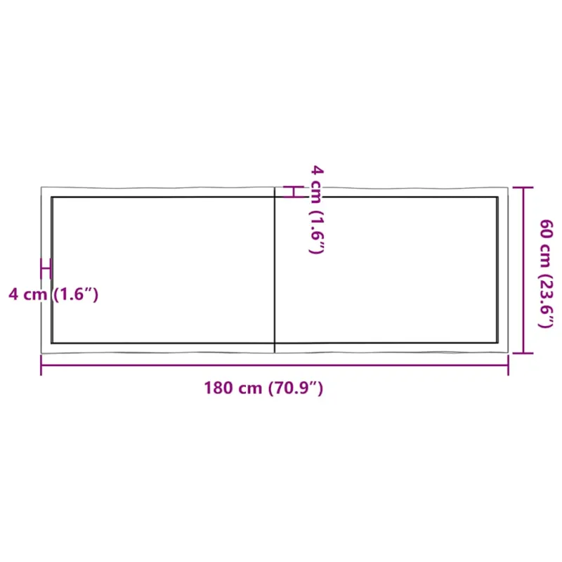 Stalviršis, tamsiai ruda, 180x60x(2-4) cm, medienos masyvas