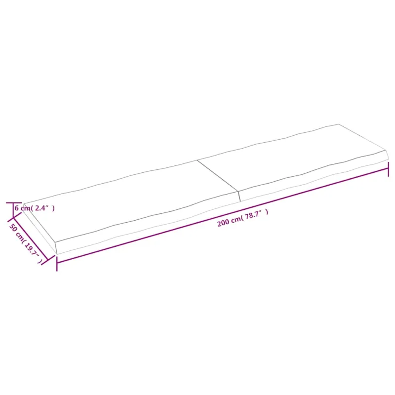 Stalviršis, tamsiai ruda, 200x50x(2-6) cm, medienos masyvas
