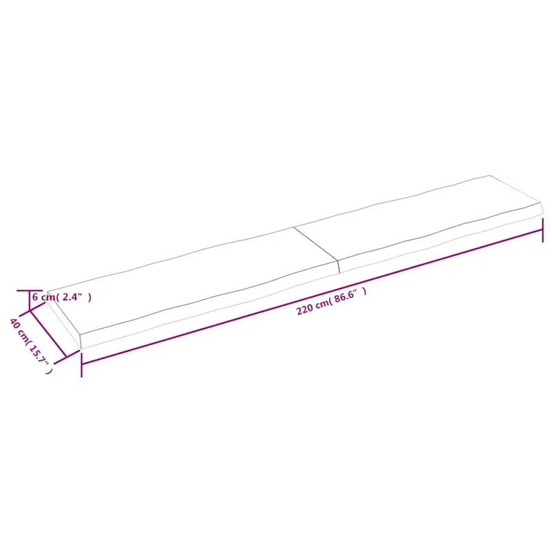 Stalviršis, tamsiai ruda, 220x40x(2–6)cm, medienos masyvas