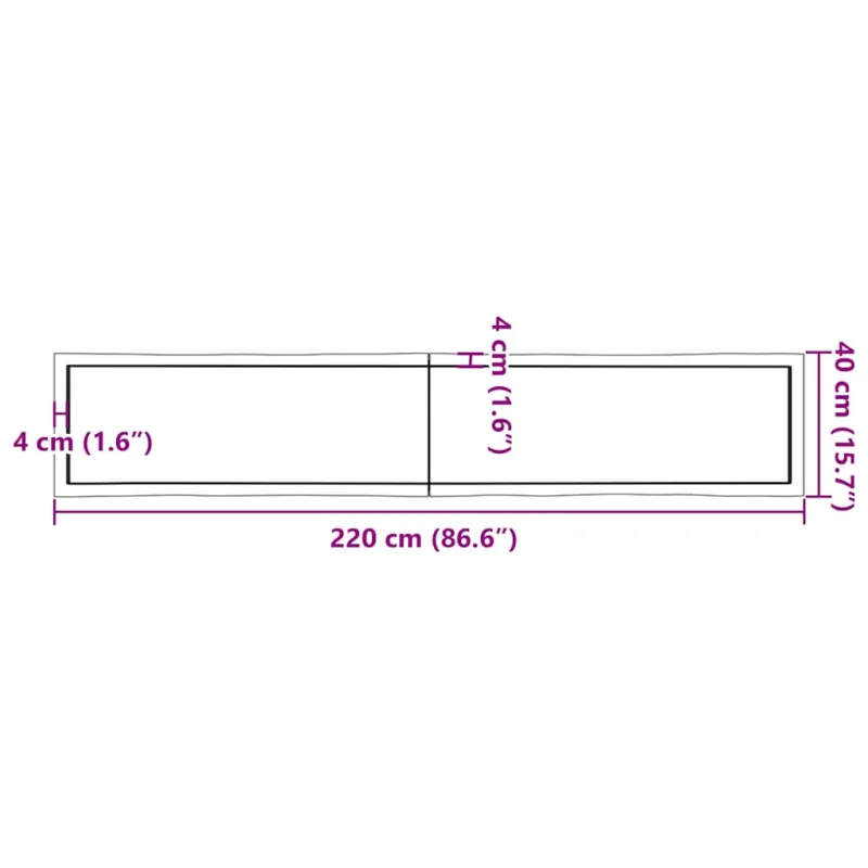 Stalviršis, tamsiai ruda, 220x40x(2–6)cm, medienos masyvas