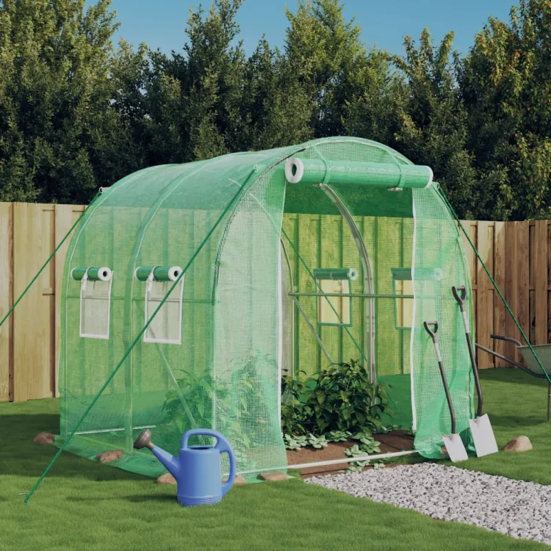 Šiltnamis su plieno rėmu, žalios spalvos, 2x2x2m, 4m²