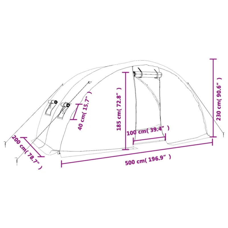 Šiltnamis su plieno rėmu, žalios spalvos, 5x2x2,3m, 10m²