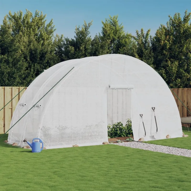 Šiltnamis su plieno rėmu, baltos spalvos, 6x2x2,85m, 12m²
