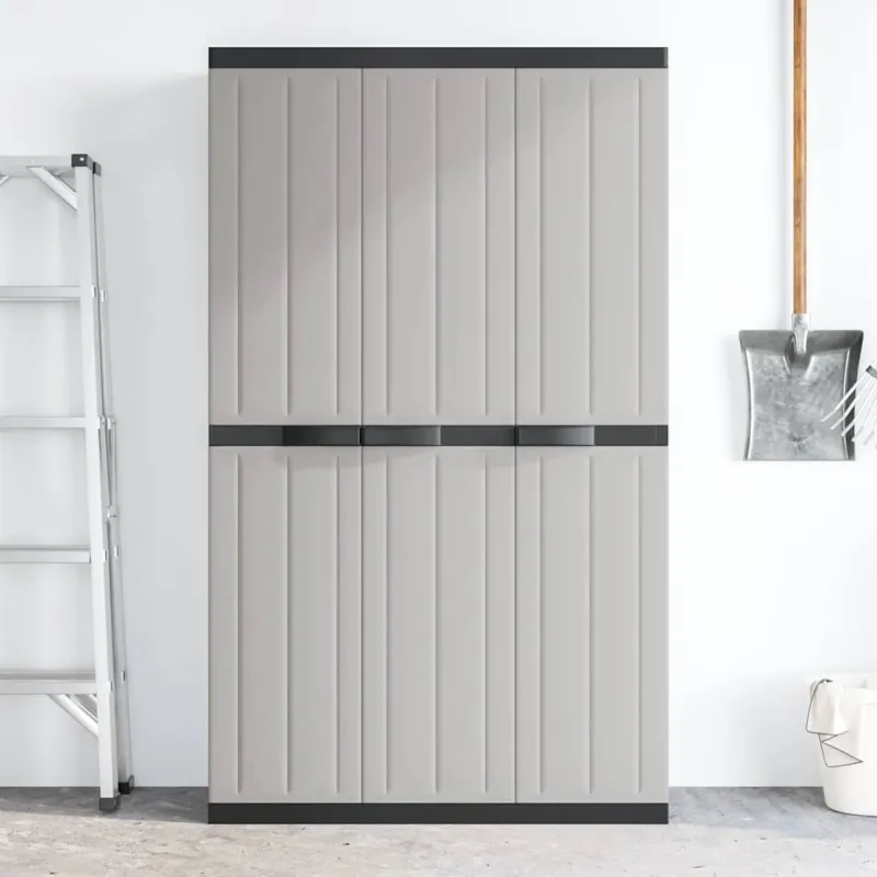 Lauko spintelė daiktams, pilkos/juodos spalvos, 97x37x165cm, PP