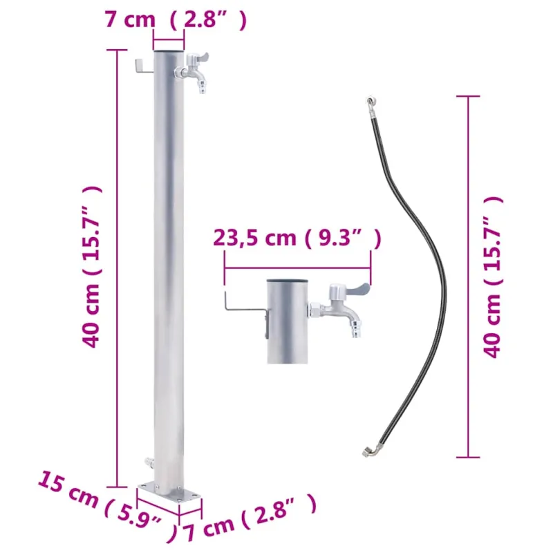 Vandens kolonėlė sodui, 40cm, nerūdijantis plienas, apskrita